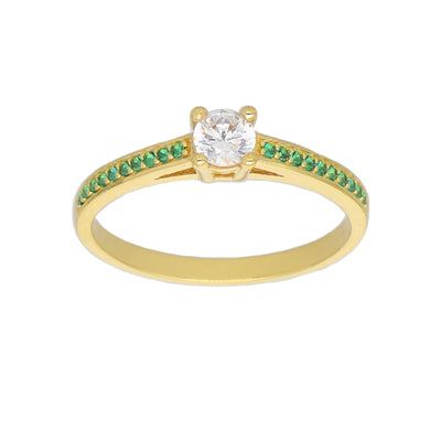 Anillo Oro Amarillo y Circones Medio Cintillo AN-13760