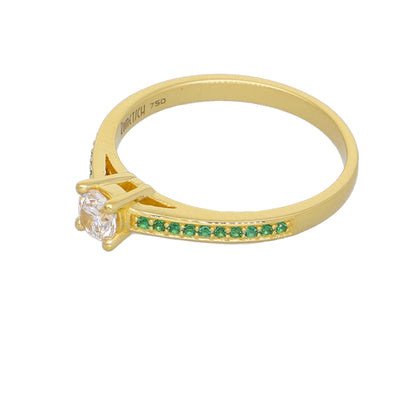 Anillo Oro Amarillo y Circones Medio Cintillo AN-13760