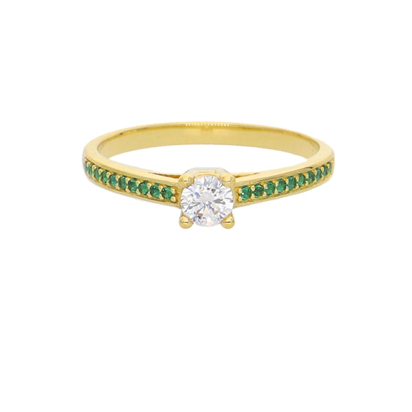 Anillo Oro Amarillo y Circones Medio Cintillo AN-13760
