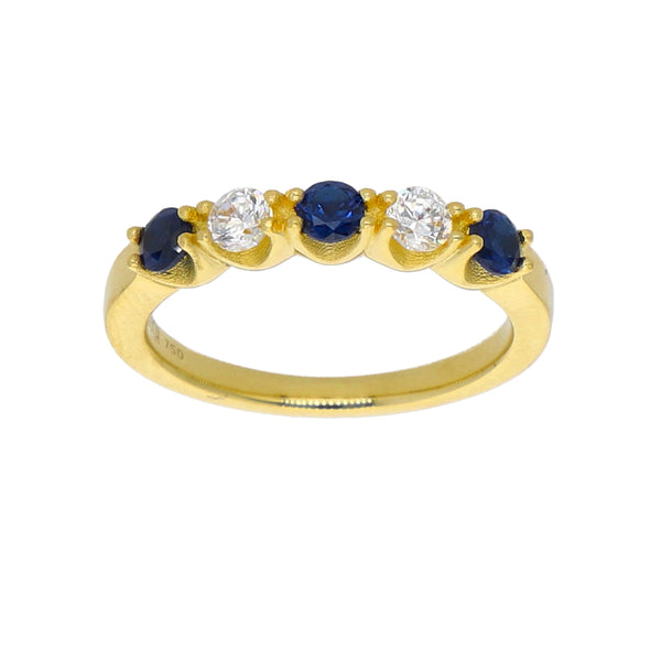 Anillo Oro Amarillo y Circones Medio Cintillo AN-13762