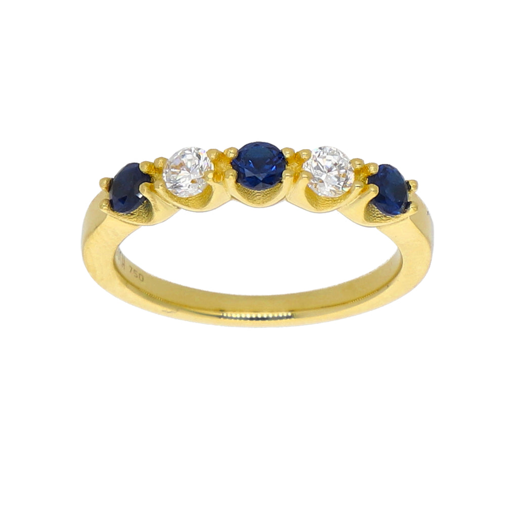 Anillo Oro Amarillo y Circones Medio Cintillo AN-13762