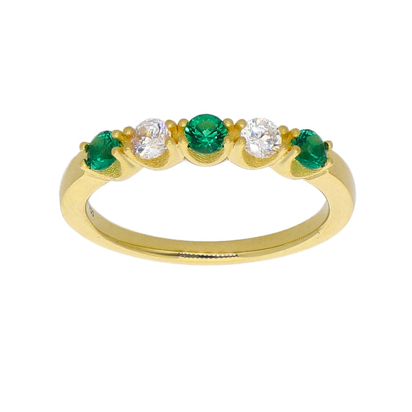 Anillo Oro Amarillo y Circones Medio Cintillo AN-13763