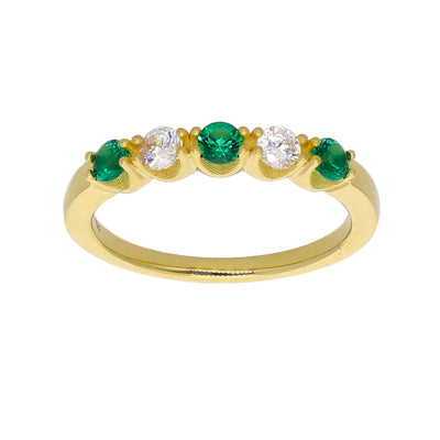 Anillo Oro Amarillo y Circones Medio Cintillo AN-13763