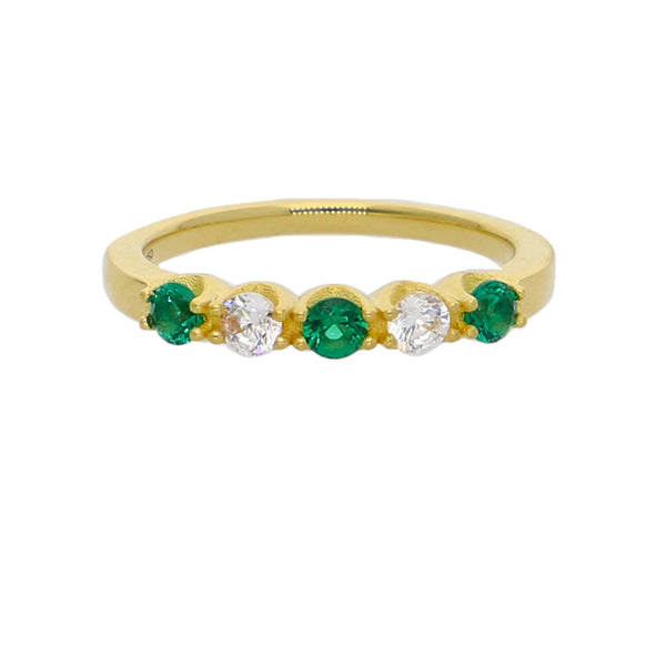 Anillo Oro Amarillo y Circones Medio Cintillo AN-13763