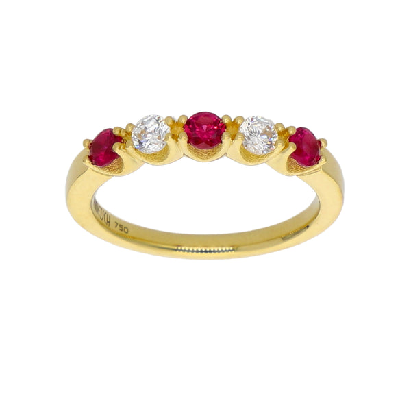 Anillo Oro Amarillo y Circones Medio Cintillo AN-13764