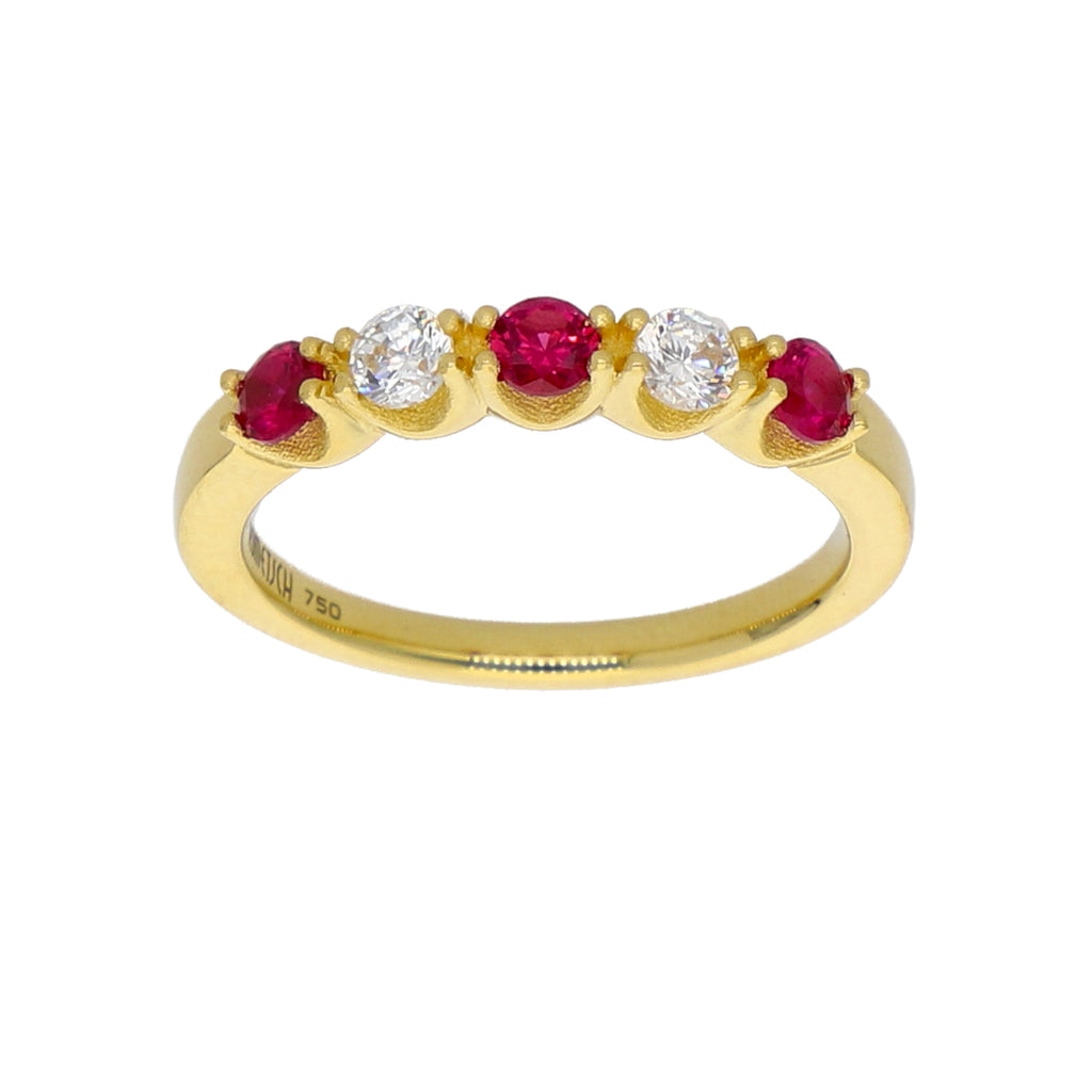 Anillo Oro Amarillo y Circones Medio Cintillo AN-13764