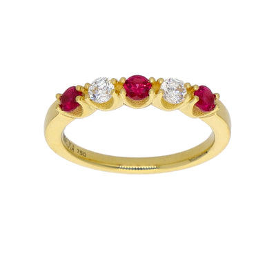 Anillo Oro Amarillo y Circones Medio Cintillo AN-13764