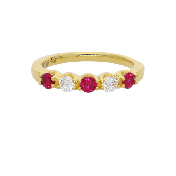 Anillo Oro Amarillo y Circones Medio Cintillo AN-13764