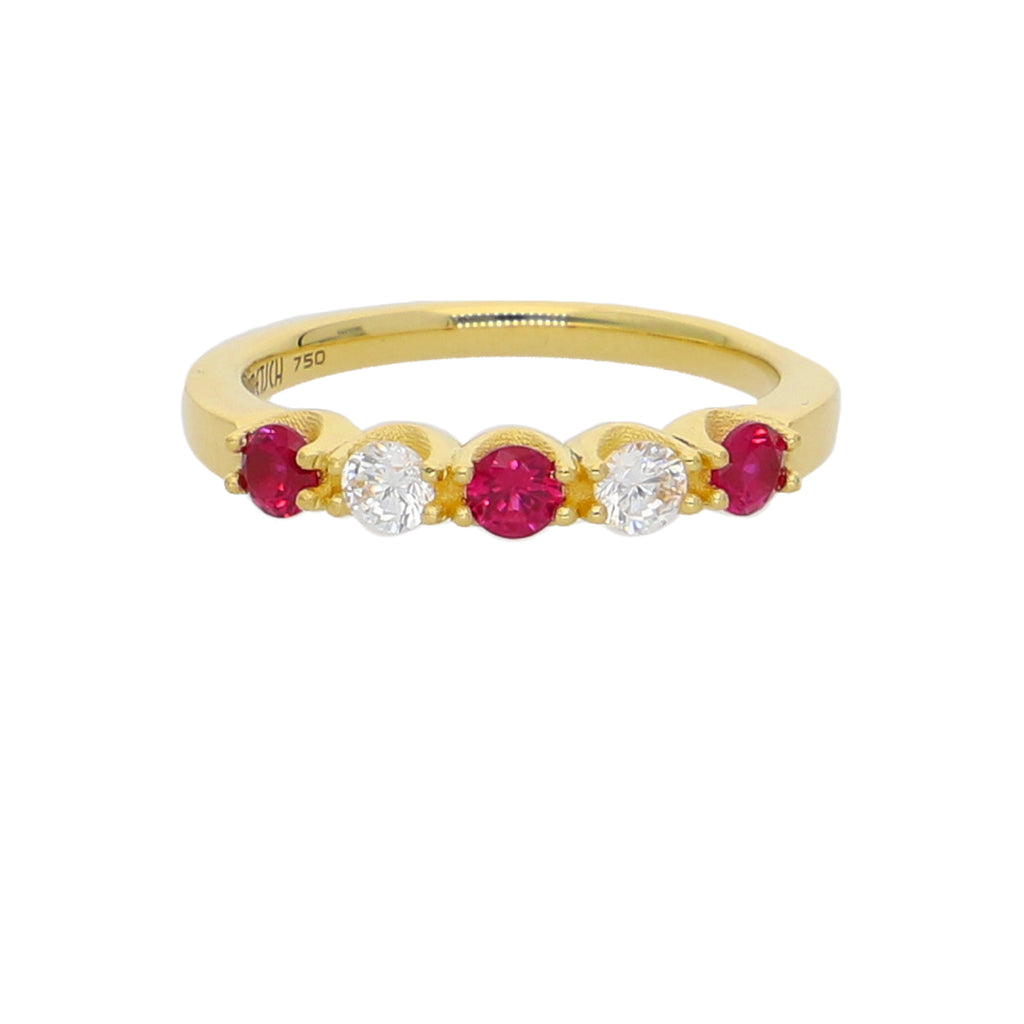 Anillo Oro Amarillo y Circones Medio Cintillo AN-13764