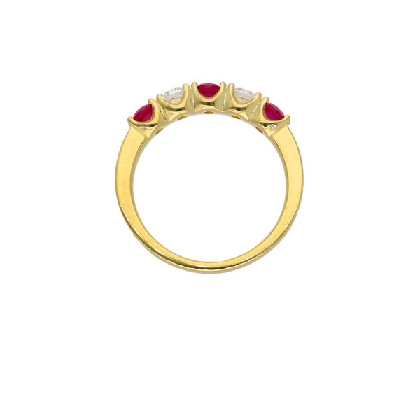 Anillo Oro Amarillo y Circones Medio Cintillo AN-13764
