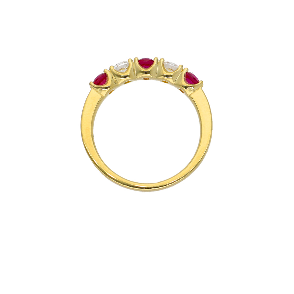 Anillo Oro Amarillo y Circones Medio Cintillo AN-13764