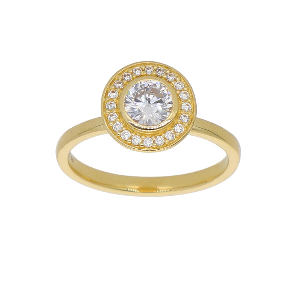 Anillo Oro Amarillo y Circones AN-14438