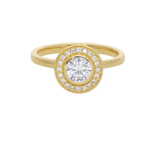 Anillo Oro Amarillo y Circones AN-14438
