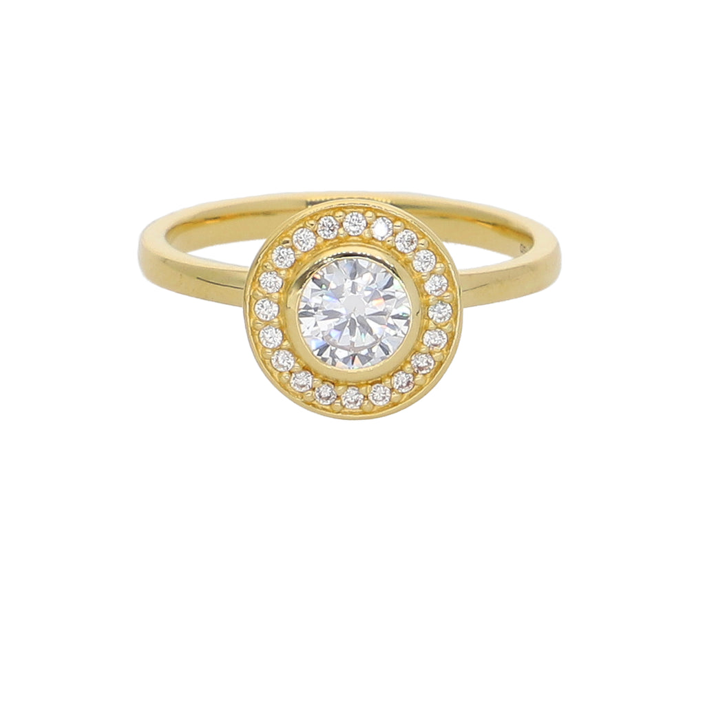 Anillo Oro Amarillo y Circones AN-14438