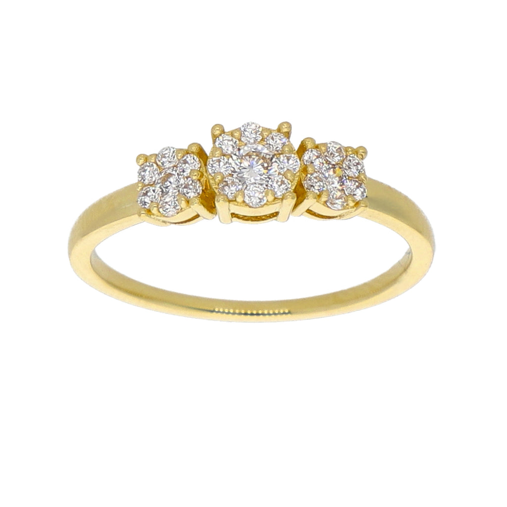 Anillo Oro Amarillo y Circones Tricillo AN-14437