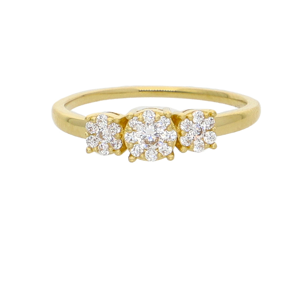 Anillo Oro Amarillo y Circones Tricillo AN-14437