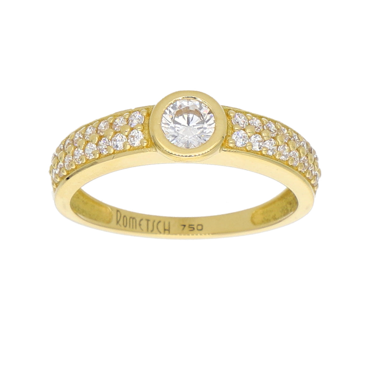 Anillo Oro Amarillo y Circones Medio Cintillo AN-14440
