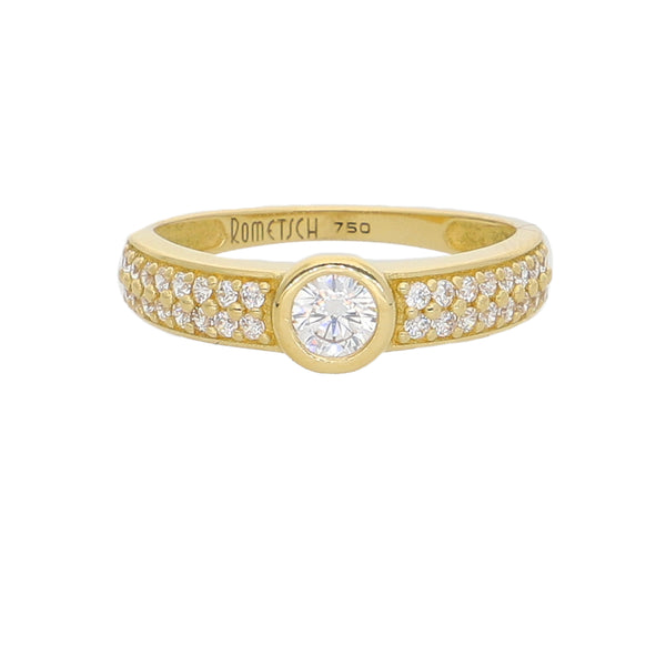 Anillo Oro Amarillo y Circones Medio Cintillo AN-14440