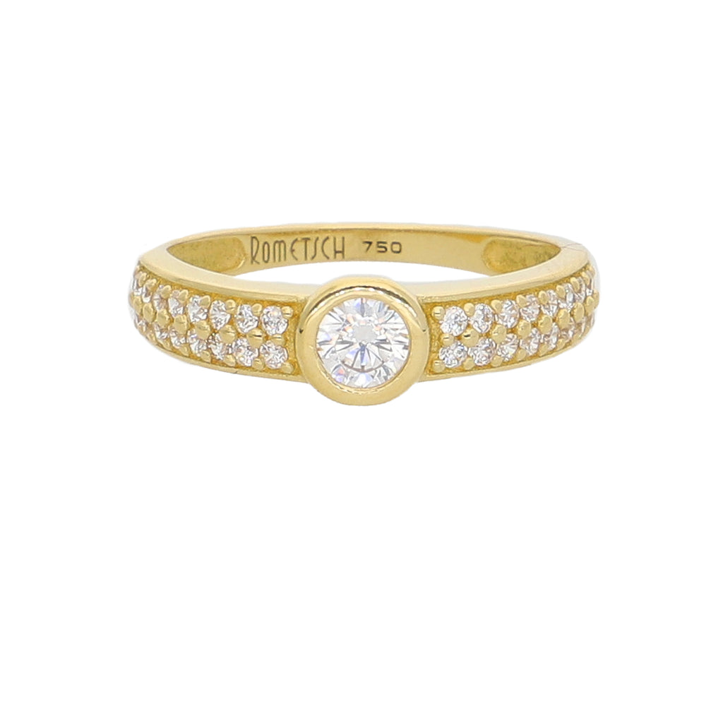 Anillo Oro Amarillo y Circones Medio Cintillo AN-14440