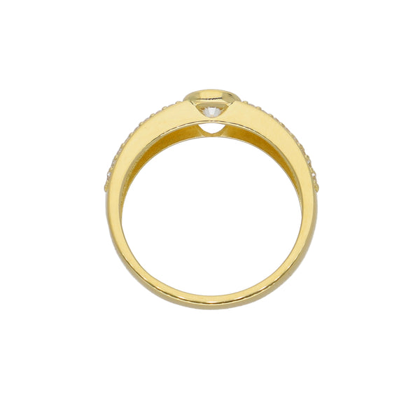 Anillo Oro Amarillo y Circones Medio Cintillo AN-14440
