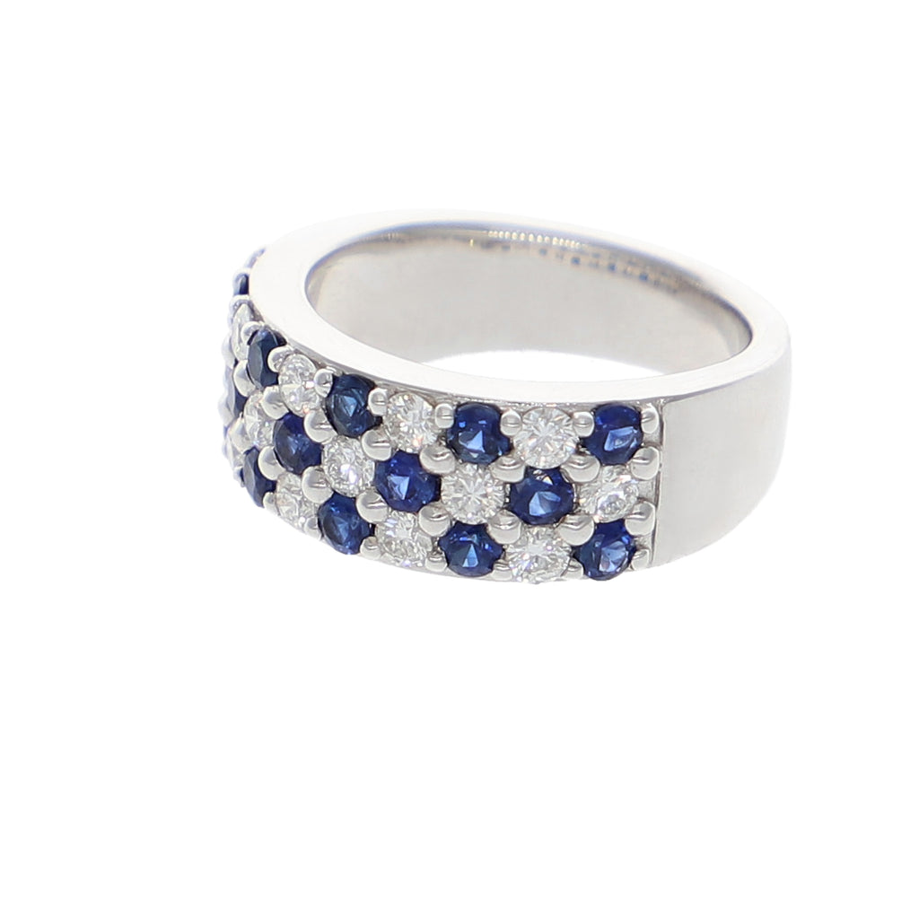 Anillo Oro Blanco Zafiro Azul y Brillantes AN1508041