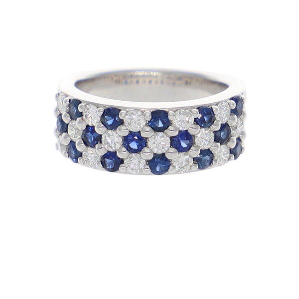 Anillo Oro Blanco Zafiro Azul y Brillantes AN1508041