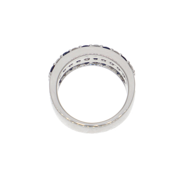 Anillo Oro Blanco Zafiro Azul y Brillantes AN1508041