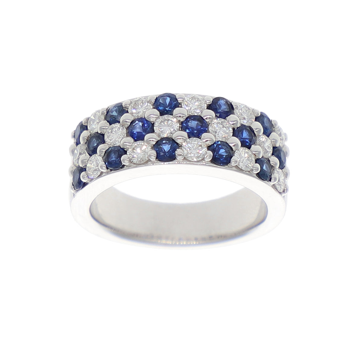 Anillo Oro Blanco Zafiro Azul y Brillantes AN1508041