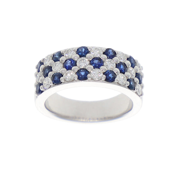 Anillo Oro Blanco Zafiro Azul y Brillantes AN1508041