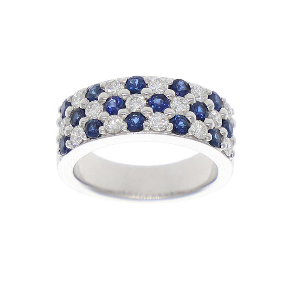 Anillo Oro Blanco Zafiro Azul y Brillantes AN1508041