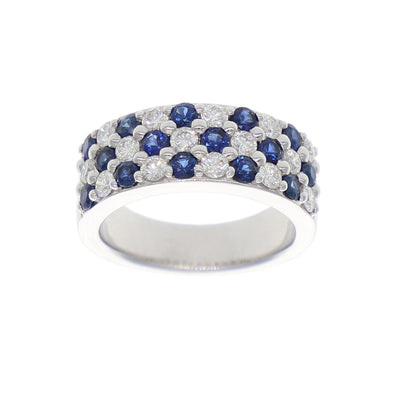 Anillo Oro Blanco Zafiro Azul y Brillantes AN1508041