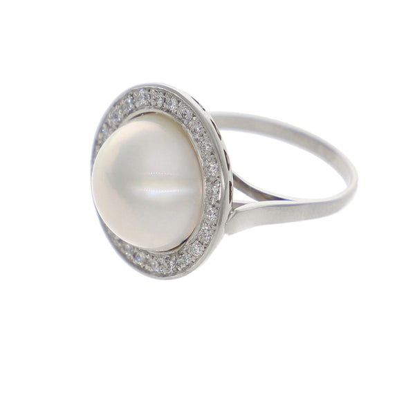 Anillo Platino Brillantes y Perla Mabé   AN7737
