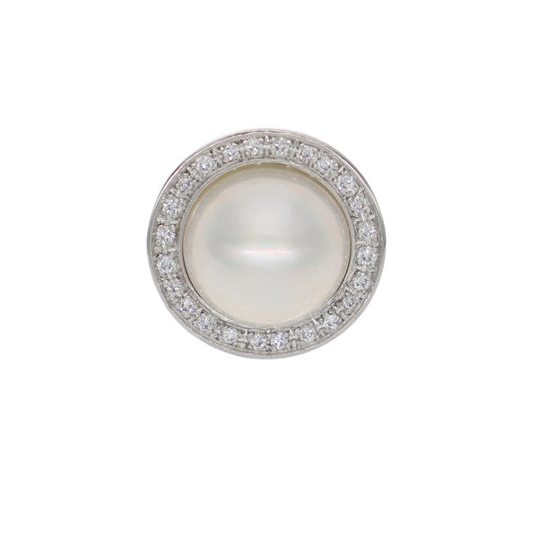 Anillo Platino Brillantes y Perla Mabé   AN7737