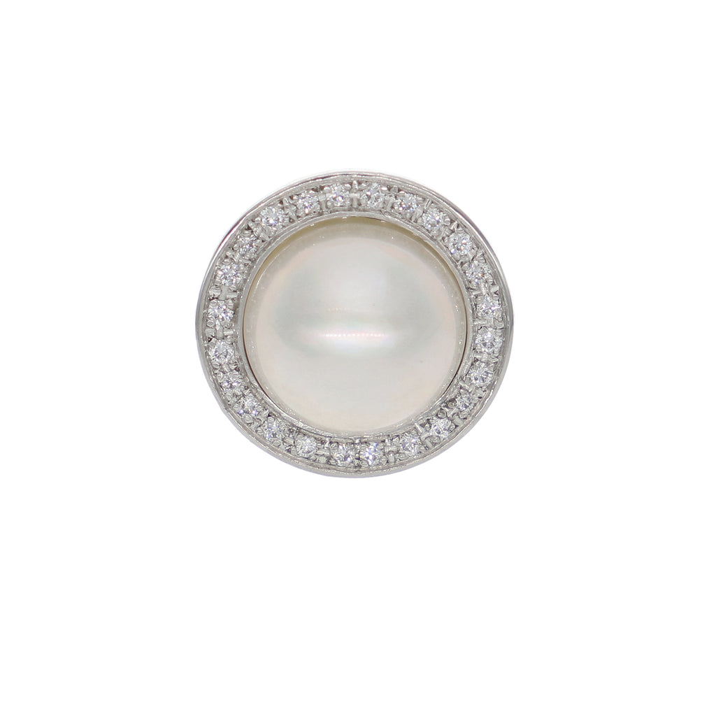 Anillo Platino Brillantes y Perla Mabé   AN7737