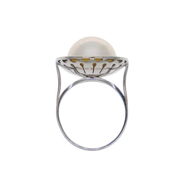 Anillo Platino Brillantes y Perla Mabé   AN7737