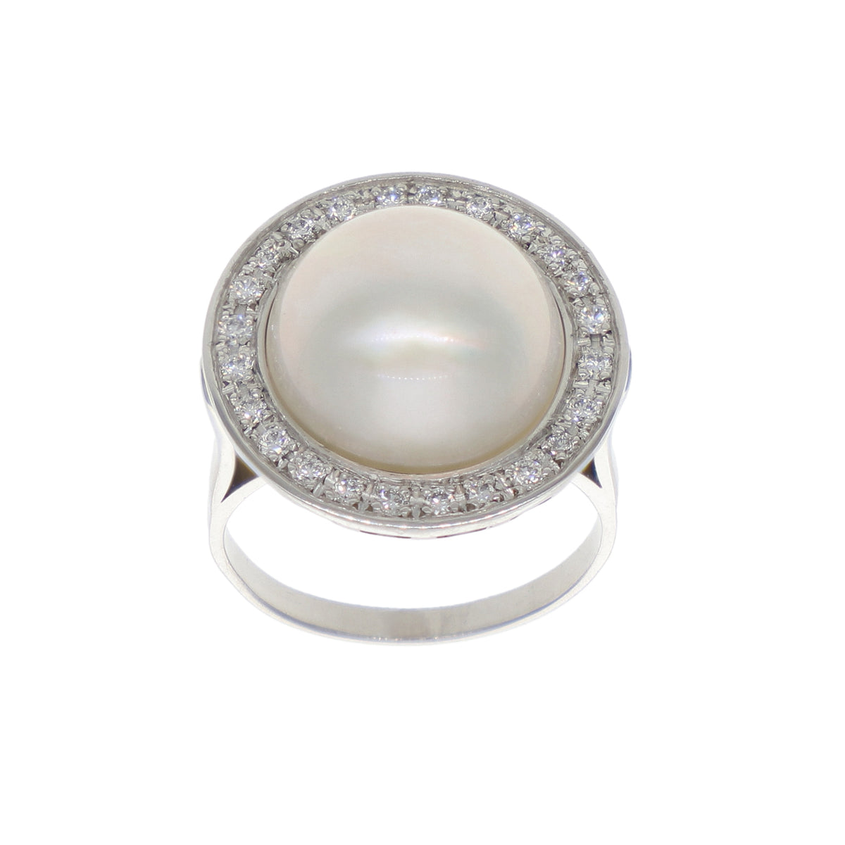 Anillo Platino Brillantes y Perla Mabé   AN7737