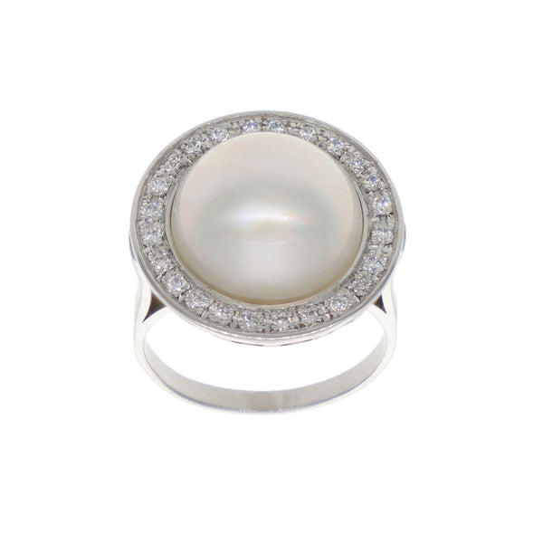 Anillo Platino Brillantes y Perla Mabé   AN7737