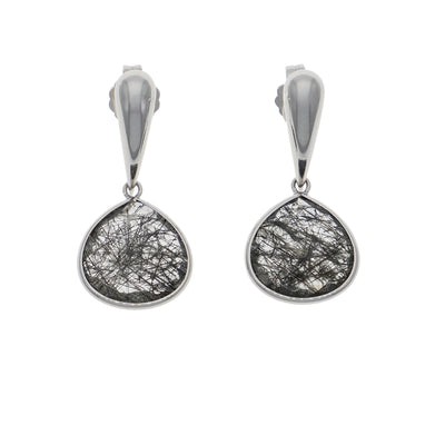 Aros Oro Blanco y Cuarzo Rutilado AR-10056