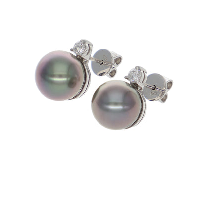 Aros Oro Blanco Brillantes y Perla Cultivada Tahití AR0812130