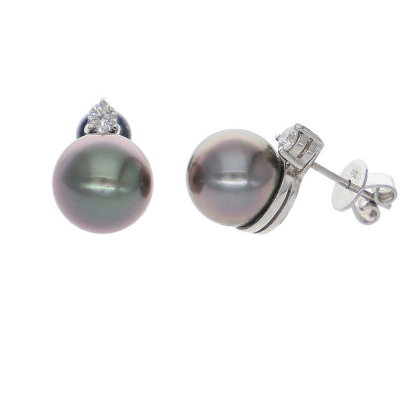 Aros Oro Blanco Brillantes y Perla Cultivada Tahití AR0812130