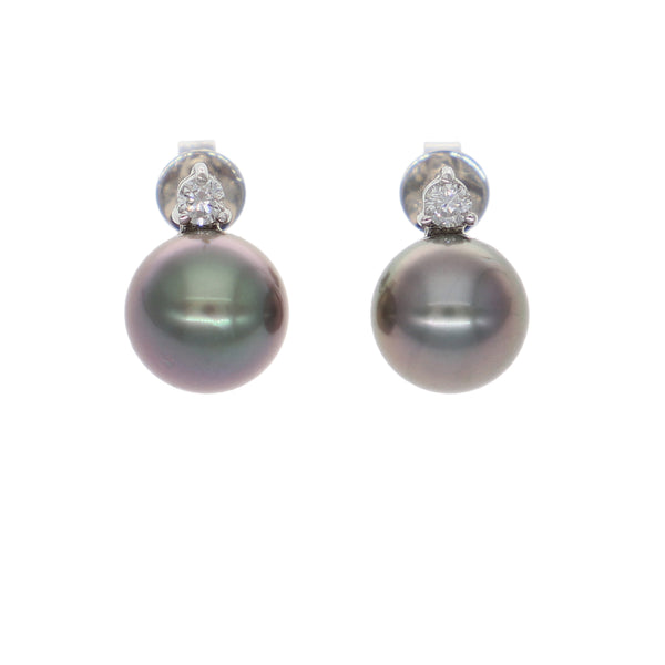 Aros Oro Blanco Brillantes y Perla Cultivada Tahití AR0812130