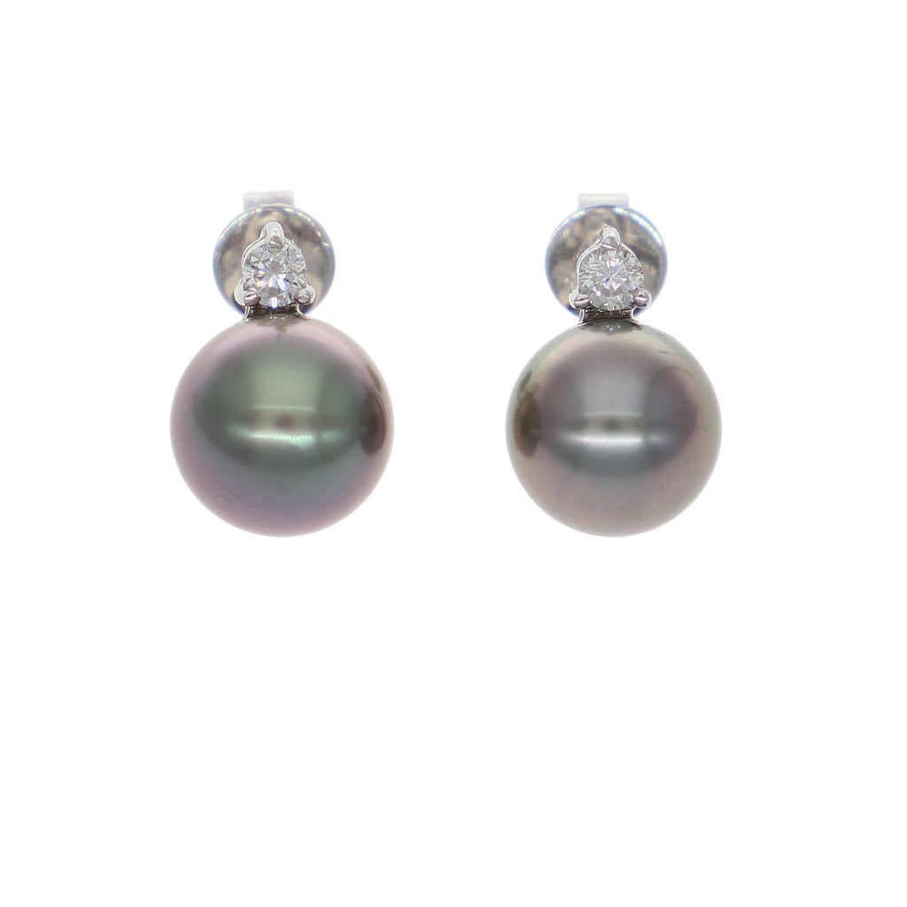 Aros Oro Blanco Brillantes y Perla Cultivada Tahití AR0812130