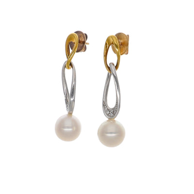 Aros Oro Blanco Amarillo Brillantes y Perlas Cultivadas AR0812439