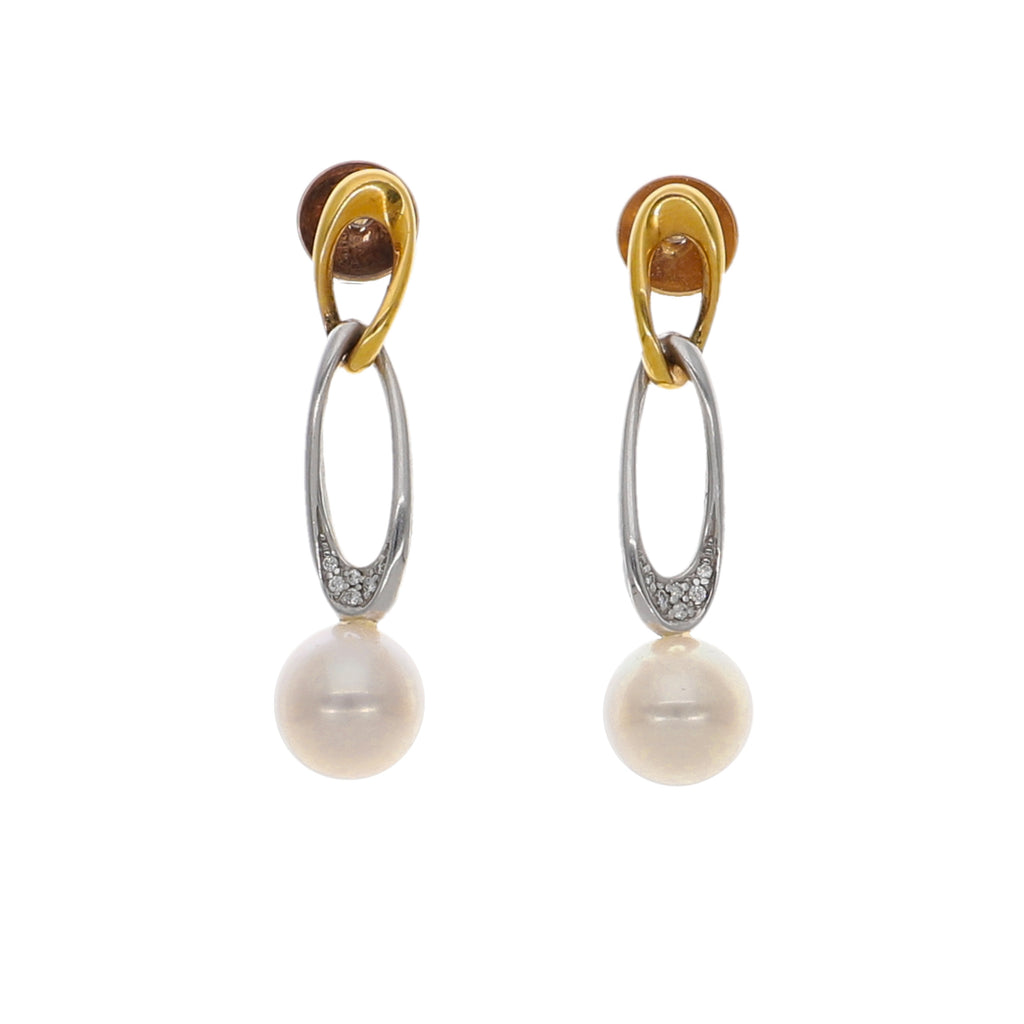 Aros Oro Blanco Amarillo Brillantes y Perlas Cultivadas AR0812439