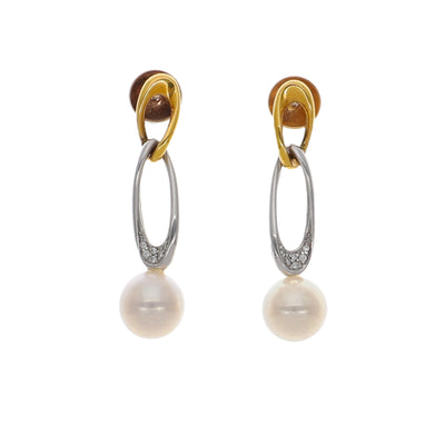 Aros Oro Blanco Amarillo Brillantes y Perlas Cultivadas AR0812439