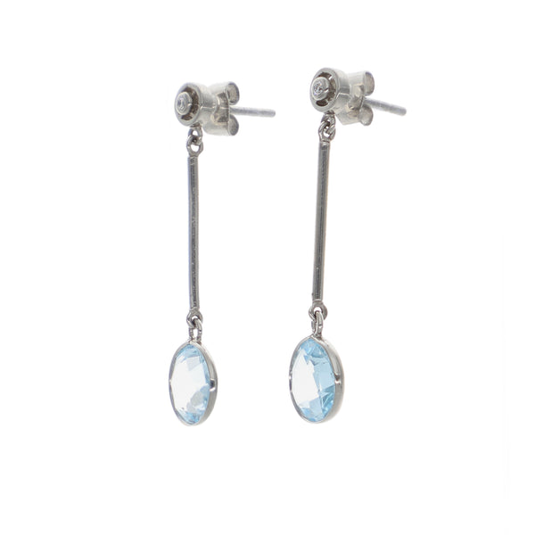 Aros Platino Topacio Azul y Brillantes AR558
