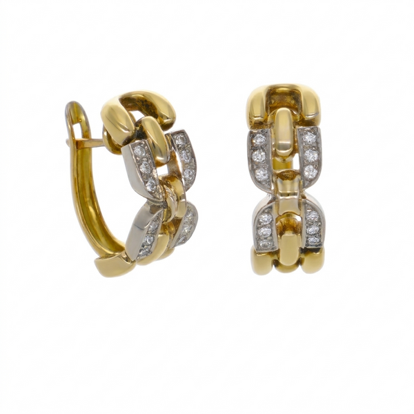 Aros Oro Amarillo, Blanco y Brillantes AR-11397