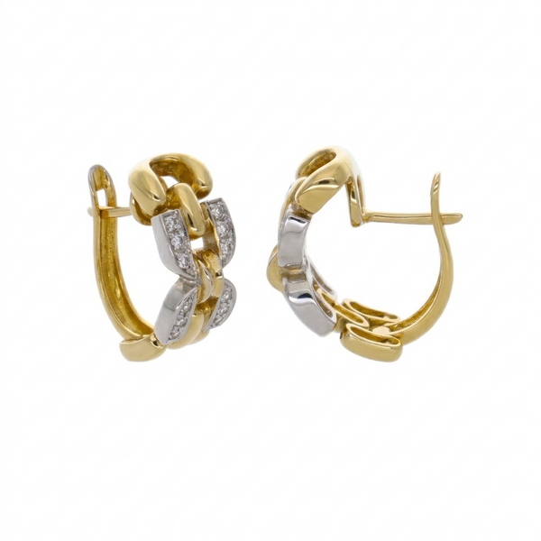 Aros Oro Amarillo, Blanco y Brillantes AR-11397