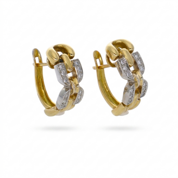 Aros Oro Amarillo, Blanco y Brillantes AR-11397