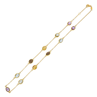 Collar Oro Amarillo Amatistas, Citrino, Topacio Azul y Cuarzo Fumé CO12445